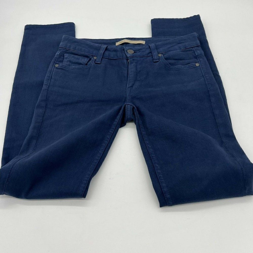 VINCE Moroccan Blue Coated LOLA STOVEPIPE Skinny Stretch Jeans 24x30